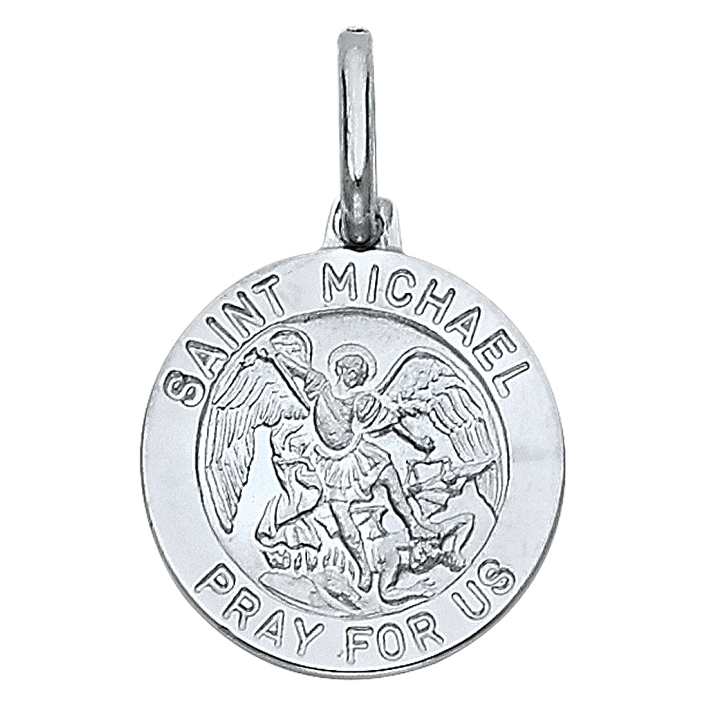 Solid 14k White Gold St. Michael Pendant 18mm X 15mm