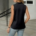 thumbnail image 4 of Daznico Women's V-Neck Sleeveless Satin Blouse with Button Detail Casual Elegant Top,L, 4 of 5