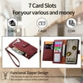 thumbnail image 2 of Feishell for Google Pixel 7 Case,RFID Blocking Wallet Case for Women Men,Premium PU Leather Credit Card Holder Zipper Pocket Magnetic Buckle Flip Kickstand Phone Case with Wrist Strap,Red, 2 of 10