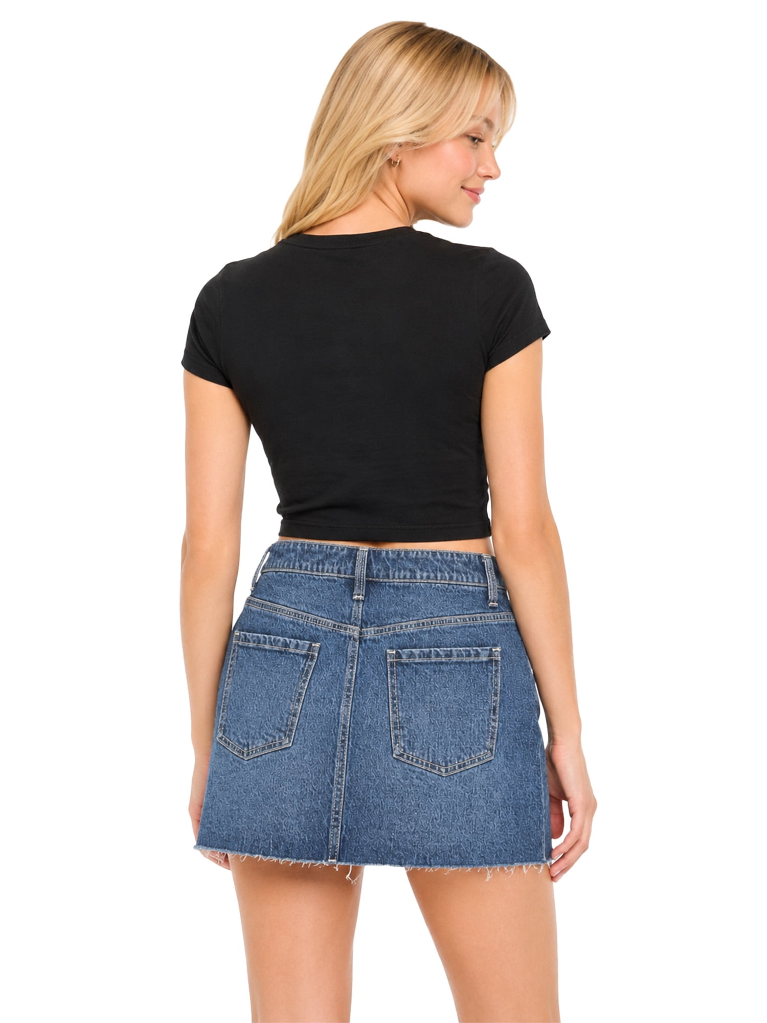 No Boundaries Denim Mini Skirt, Women's XXS-XXL