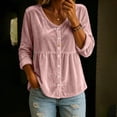 thumbnail image 2 of Long Sleeve Tops for Women Baeitkot V Neck Button Down Velvet Babydoll Shirt Loose Fit Tunic for Casual Fall Wardrobe Pink L, 2 of 8