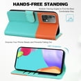 thumbnail image 3 of Cute Cartoon Wallet Phone Case for Samsung Galaxy A52 5G with Card Holder Soft PU Leather Kickstand Cover for Men and Women Magnetic Shockproof Protective with Lanyard, Skyblue, 3 of 9
