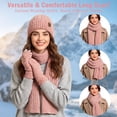 thumbnail image 4 of KOITHOT 3 Pcs Women Winter Beanie Hat Gloves Scarf Set, Chenille Winter Hat with Thick Soft Touch Screen Gloves Long Warm Scarf Knitted Pink, 4 of 7