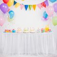 thumbnail image 2 of Dbuoem Tulle Table Skirt for Rectangular Tables White Pleated Table Cloth Wrinkle Free Tablecloth with Tutu Skirt, 2 of 8