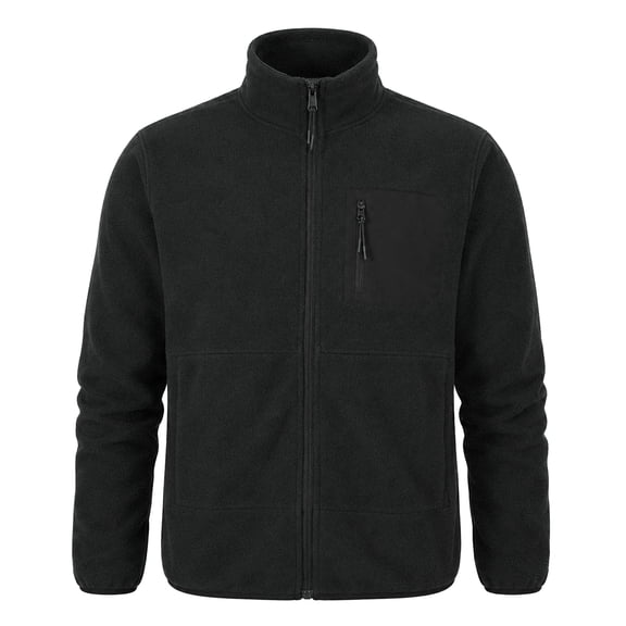 YOUTHUP Men's Full-Zip Fleece Jacket Classic Straight Fit Stand Collar Warm Winter Coat Outdoor Casual Layering Outerwear