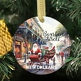 thumbnail image 2 of Watercolor Santa on Bourbon Street, New Orleans Louisiana LA Landmark Travel Memory Souvenir Landmark Vacation Keepsake Ceramic Christmas Ornament Xmas Holiday Tree Gift, 2 of 3