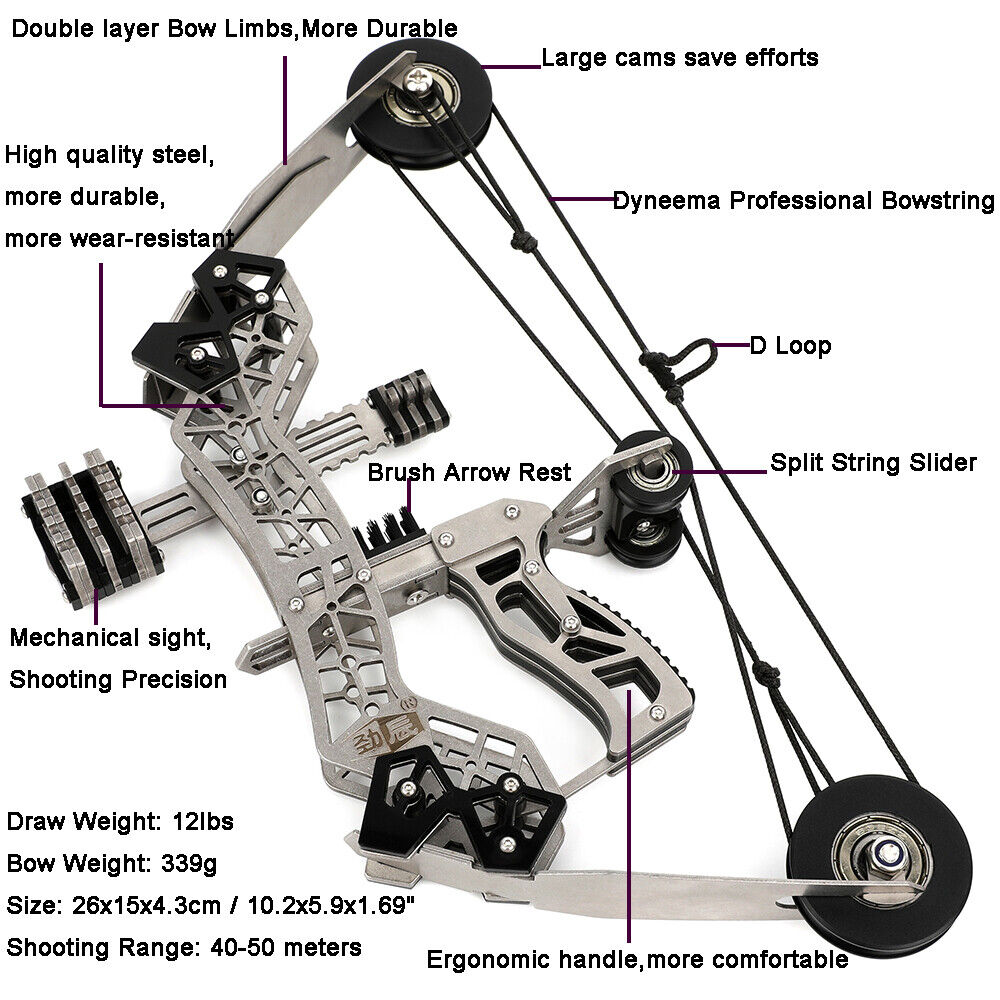 Mini Compound Bow Kit 12lbs Target Archery Gift Hunting Pocket Bow