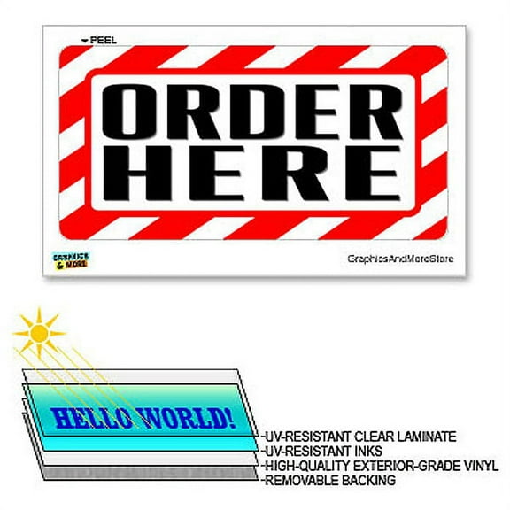 Order Here - 12 in x 6 in - Laminated Sign Alert Warning Business Store Sticker