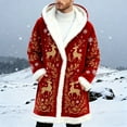 thumbnail image 3 of Mens Santa Coat Casual Christmas Cardigan Unisex Open Front Hooded No Zip Cozy Winter Printed Edge Warm Comfort Outerwear, 3 of 4
