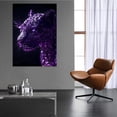 thumbnail image 4 of Mudket Purple Glitter Rhinestone Leopard Profile Canvas Wall Art, Luxury Glam Wildlife Trendy Wall Art Print for Living Room Bedroom Home Decor, Framed Ready to Hang - 12"L x 8"W, 4 of 9