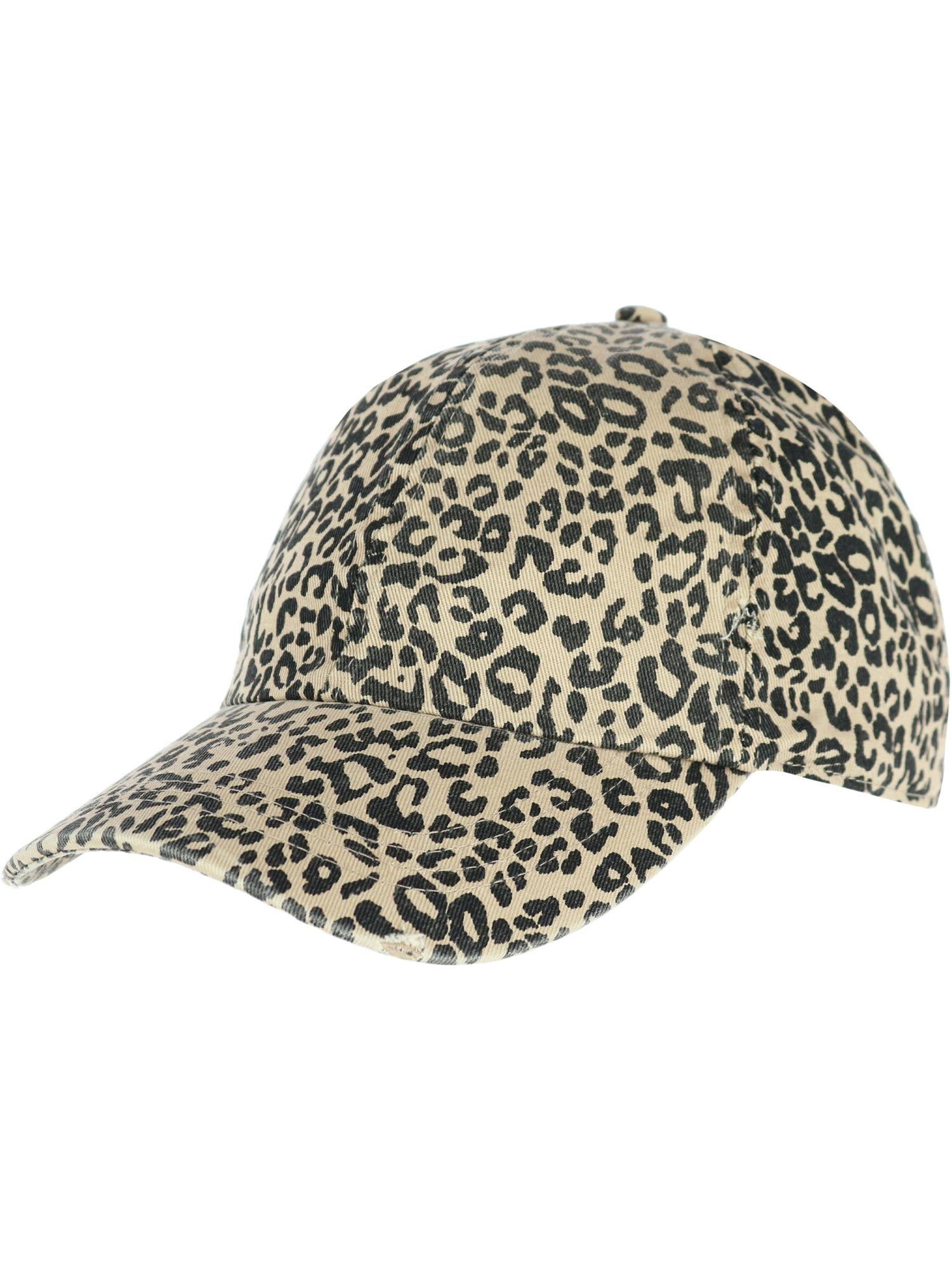Distressed Leopard Print Baseball Hat 