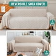 thumbnail image 4 of Sanmadrola Sofa Cover, Couch Covers for 3 Cushion Couch Sofa, Sectional Couch Covers for L Shaped Couch Cover, Living Room Sofa Throws Sofa Slipcovers for Pets, Kids (71"x 134",XL Sofa, Khaki White), 4 of 9