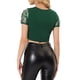 thumbnail image 3 of Camiseta corta de fiesta de manga corta con patrón metálico para mujeres INSPIRE CHIC M Verde, 3 of 7