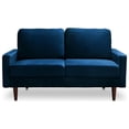 thumbnail image 4 of Enor Furniture Fieldstone 58" Square Arm Modern Velvet Loveseat in Space Blue, 4 of 7