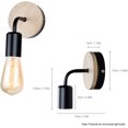 thumbnail image 2 of Paquete de 2 apliques de pared de interior vintage E27 Lámpara de pared de madera retro industrial para dormitorios Salas de estar Escaleras Pasillo Negro (sin bombillas) TUNC Sencillez, 2 of 5
