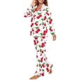 thumbnail image 3 of Garronmavis Cherry 2 Piece Pajama Set for Women Button Down Long Sleeve Top and Pants Cozy Winter Sleepwear Warm Soft Loungewear Womens PJ Set with Pockets, 3 of 7