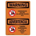 thumbnail image 1 of SignMission OS-WS-A-1824-L-12877 18 x 24 in. OSHA Warning Sign - Underground Gas Line Call Custom Bilingual, 1 of 1