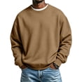 thumbnail image 2 of Domuza Mens Classic Crewneck Pullover Sweatshirts, Lightweight Breathable Long‑Sleeve Solid Tops, Slim‑Regular Fit, Y2K Street Style Casual Sweatshirt, 2 of 6
