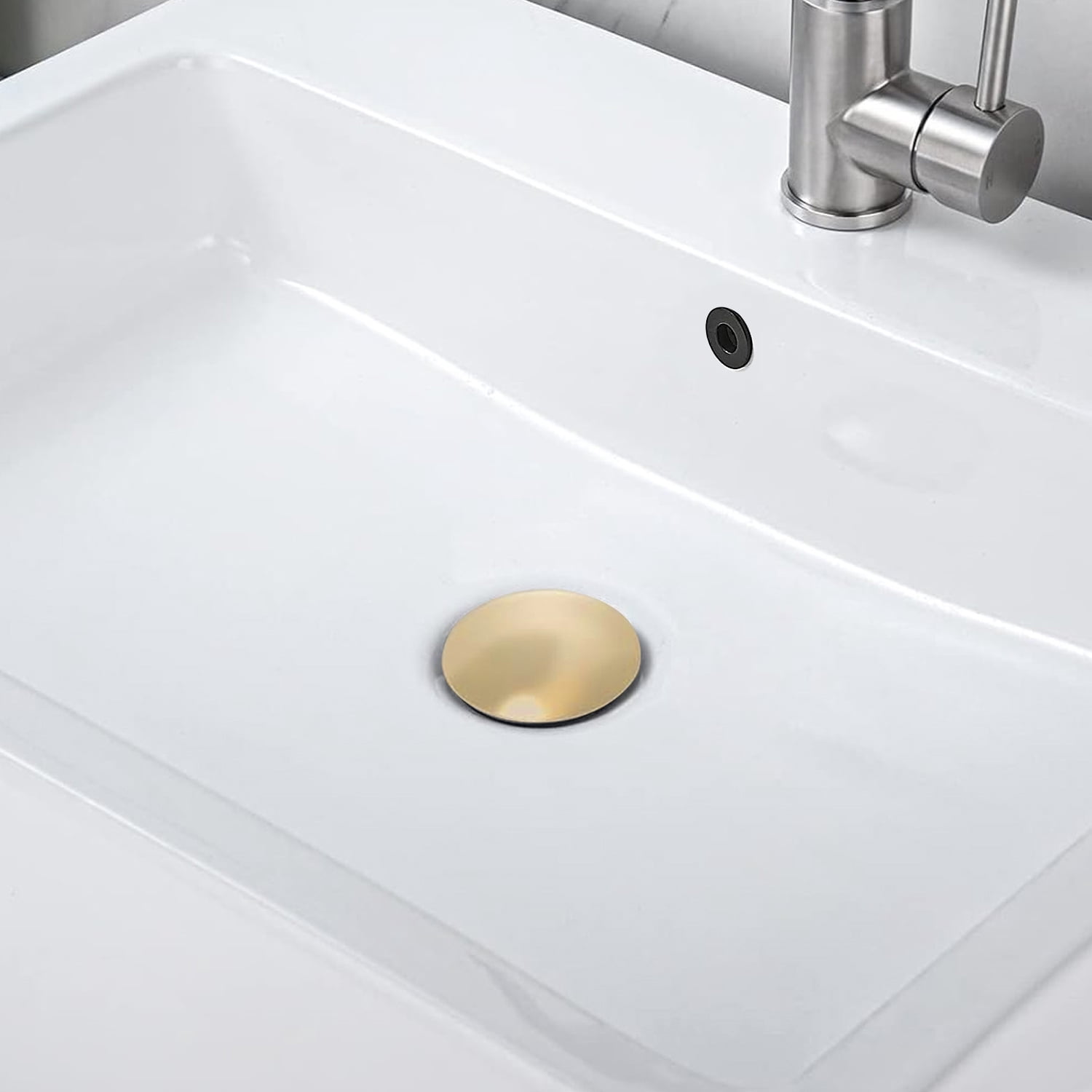 Bathroom Sink Drain with Overflow, Vessel Sink Lavatory Vanity Pop Up Drain Stopper, 304 Stainless Steel