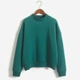 thumbnail image 5 of Hevirgo Autumn Winter Casual Women Solid Color Crew Neck Long Sleeve Sweatshirt Pullover, 5 of 10