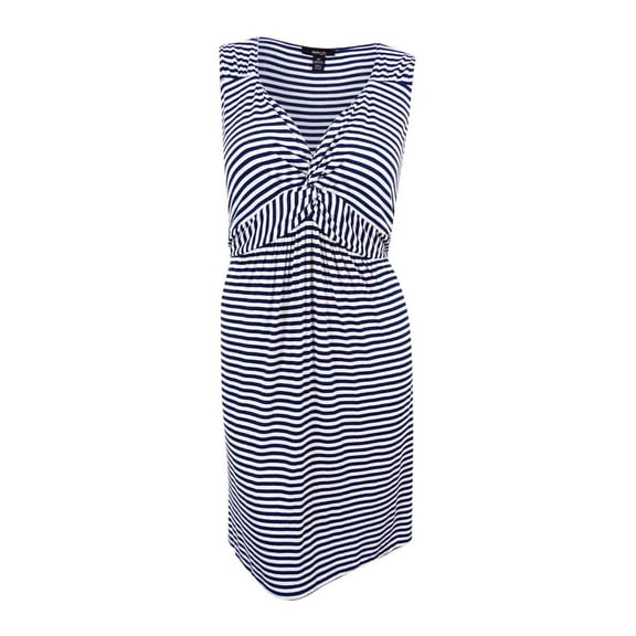 Style & Co. Plus Size Striped Twist-Front Dress Blue 22-24 Plus