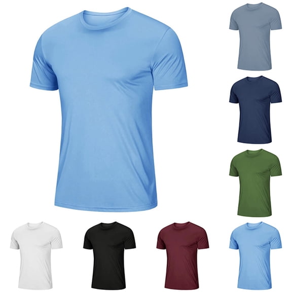 Men's Short Sleeve UPF 50 T-Shirt Quick Drying Workout Athletic Running Swim Shirt Rash Guard Performance Tee Tops Blue, Size XXL