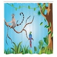 thumbnail image 3 of Ambesonne Lemur Shower Curtain, Tropical Botanical Parrot, 69"Wx70"L, Umber Forest Green, 3 of 5