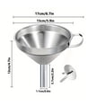 thumbnail image 5 of Small Stainless Steel Kitchen Funnel Set with Removable Strainer & Cleaning Brush - 304 Metal Funnel for Transferring Oil, Juice & Wine, 5.1 Inch, 5 of 9