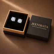 JeenMata 2 Carat Round Solitaire Moissanite Stud Earrings for Women, Earrings for Men, 18K White Gold Plated, Hypoallergenic Earrings, D VS1, Stud Earring for Woman, Jewelry, Gift, Earrings