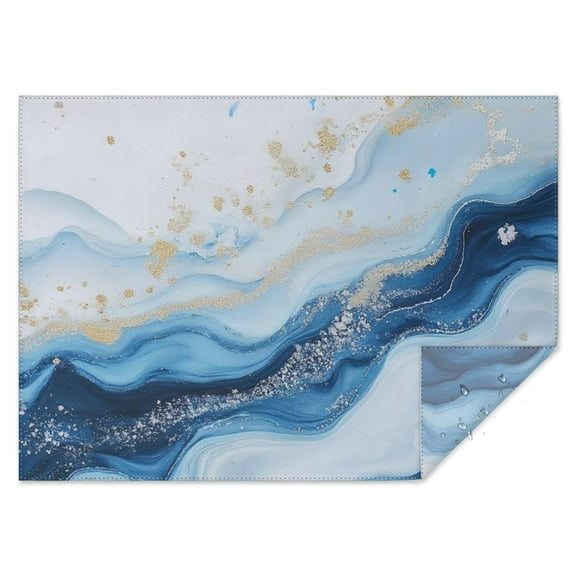 Blue Marble Gold Wave Pattern Rectangle Tablecloth 60"x84",Waterproof Polyester Rectangle Table Cloth, Wipeable Spillproof Polyester Tablecloth for Dining, Camping, Indoor and Outdoor
