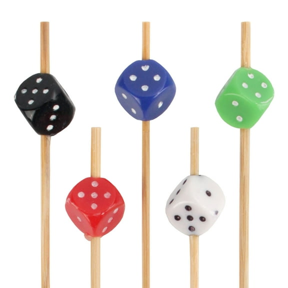 BambooMN Party Dice Toppers for Appetizers Cocktails Burgers Bamboo Skewer Picks - 3.9" (10cm) - Assorted - 300 Pieces
