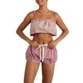thumbnail image 3 of Yunliwuli Women Pajamas Set 2 Pieces Loungewear Suits Plaid Camisoles Cropped Tank Tops and Drawstring Shorts Sleepwear Outfits, 3 of 10