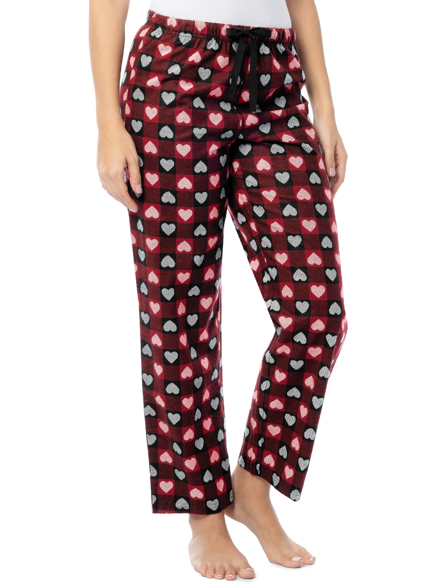 Fruit of the Loom Women's Beyond Soft Long Sleeve Waffle Top and Flannel Bottom Pajama Set, Sizes S-4X