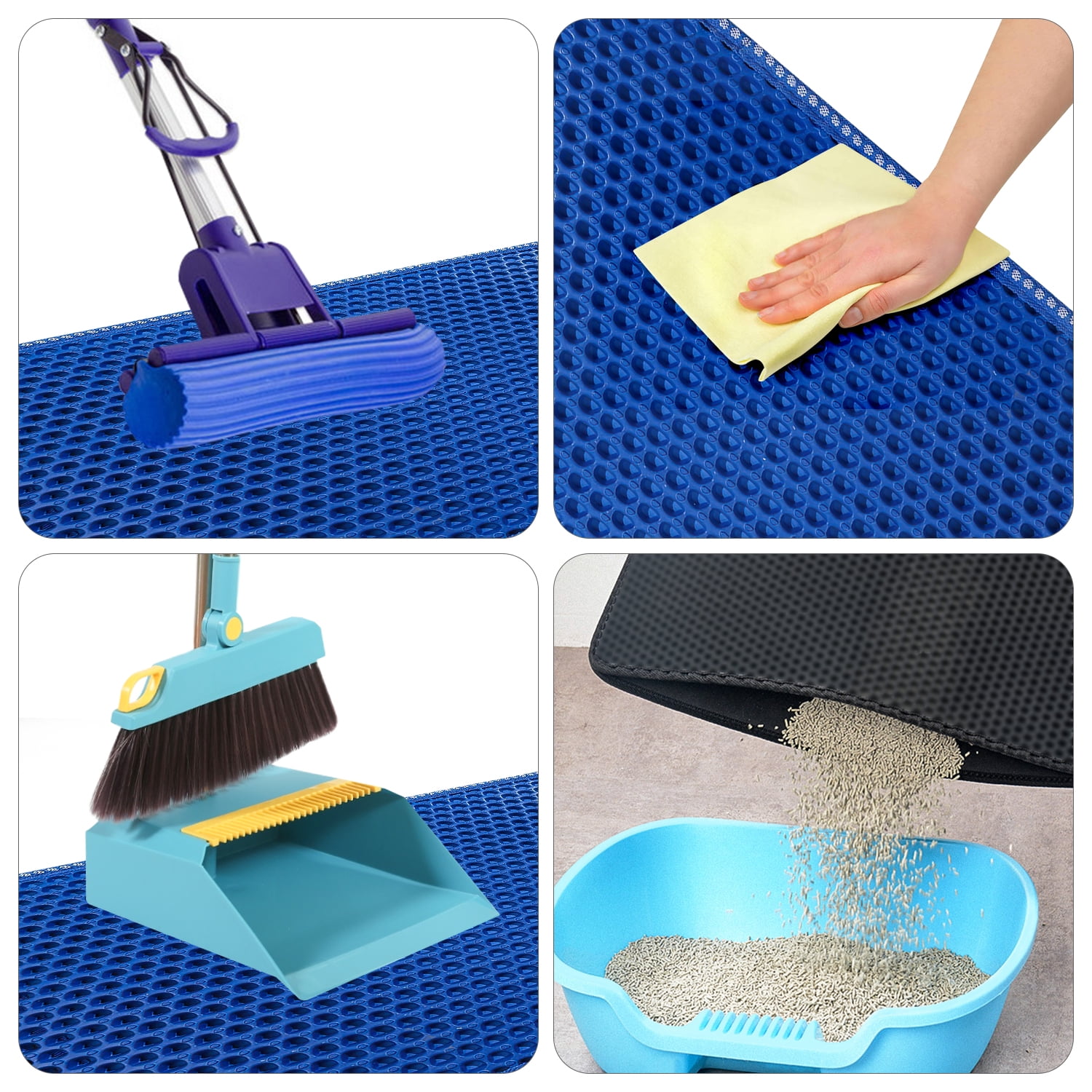 2-Layer Cat Litter Mat Litter Trapper Blue Traps Litter from Box, Soft on Kitty Cat Paws Honeycomb Double-Layer, Helps to Waste Less Litter on Floors Size 21" X 14" 2-Layer Cat Litter Mat Litter Trapper Blue Traps Litter from Box, Soft on Kitty Cat Paws Honeycomb Double-Layer, Helps to Waste Less Litter on Floors Size 21" X 14"