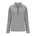 thumbnail image 5 of aidice Womens Tops Casual Zip Lapel Neck Long Sleeve Shirts Comfy Fitting Solid Color Fall Tee Shirts, 5 of 7