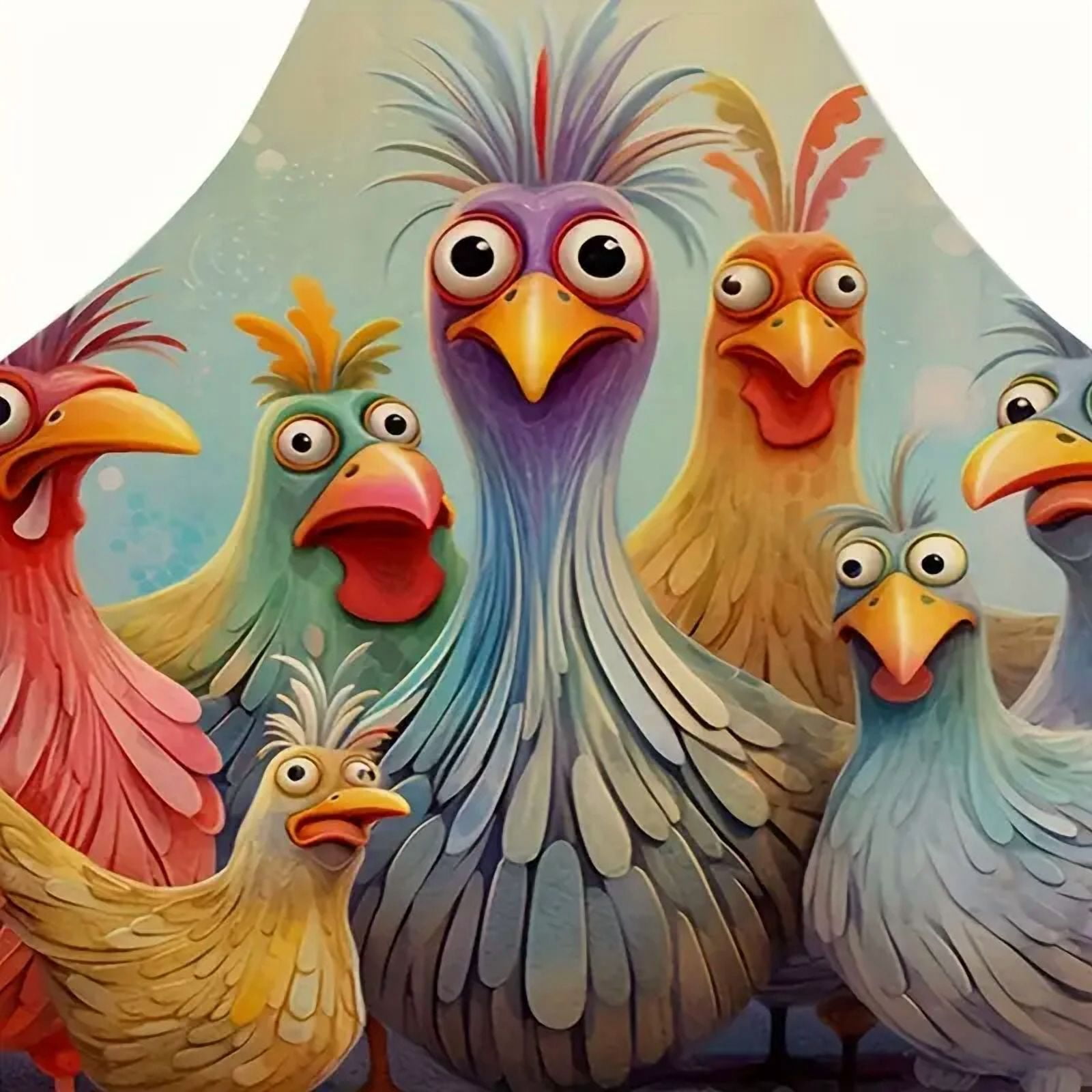 3PCS Adult Size Vibrant Linen Apron - Colorful Chicken Pattern, Sleeveless Design - Perfect for Home Cooking, Kitchen Wear, and Cooking Enthusiasts