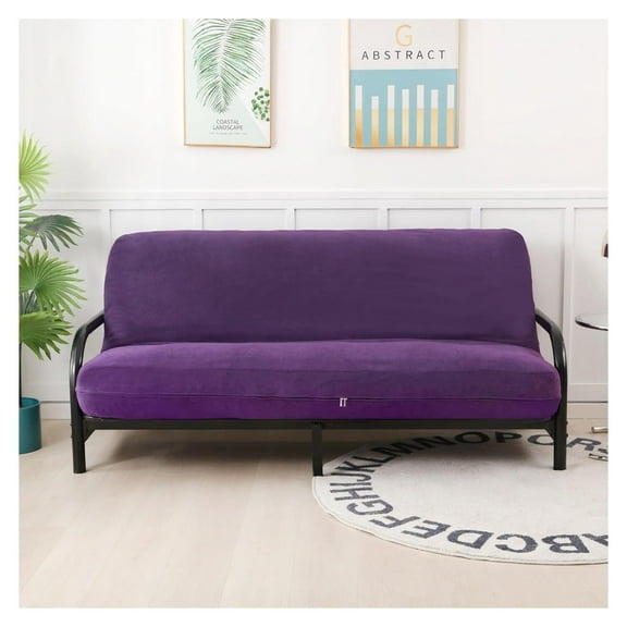 Full Size 54x75x8inch 3 Side Zipper Classic Soft Micro Suede Purple Futon Cover/Slipcover/Sofa Day Bed Mattress Cover Couch Protector