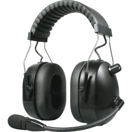 PRYME HBB-EMB03-KIT Heavy Duty Over The Head (Aviation Style) Dual Muff Headset with Radio Cable Set for Moto Radios Using a 2-pin Connector