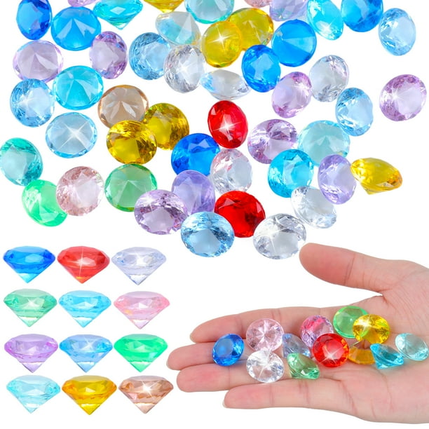 FELTECHELECTR 60 piezas de gemas de buceo coloridas para piscina, juguete de buceo acrílico suave, gemas para niños.