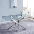 thumbnail image 2 of M optimized 63" Glass Dining Table for 6 Person, Modern Rectangular Tempered Glass Kitchen Table with Chrome Metal Legs for Dining Room Living Room, 2 of 5
