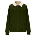 thumbnail image 5 of Coorders Womens Heavyweight Jacket with Pocket, Winter Women Sherpa Zip Fleece Lined Jackets ,Women's Plus Army Green,Size XL, 5 of 8