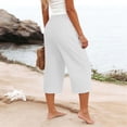 thumbnail image 6 of UAMVSH Capri Pants for Women High Waisted Wide Leg Palazzo Trousers Cotton Linen Casual Loose Cropped Pants with Pockets, 6 of 7