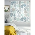 thumbnail image 3 of Blue Green Coastal Semi Sheer Window Curtains 63 Inches Long, Summer Beach Coral Shell Ocean Rod Pocket Voile Silky Chiffon Curtain Treatment Drapes for Kitchen, Living Room, 52"x63", 2 Panels, 3 of 9
