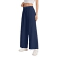 thumbnail image 4 of Womens Linen Wide Leg Pants Casual Zipper Front Summer Cropped Trousers Beach Vacation Dressy Pants with Pockets S, 4 of 6