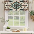 thumbnail image 2 of Red Teal Brown Curtain Valances for Windows, Kitchen Valance Window Treatments Panel 2 Pack, Southwestern Ethnic Geometric Boho Rod Pocket Short Curtains for Bathroom Bedroom 54 x 18 Inch, 2 of 8