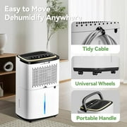 5000 Sq.Ft Dehumidifier, 50PT/24H Dehumidifiers with Hose for Home, Large Electric Dehumidifier for Bedroom Office, Basement, Laundry, Dehu/Dry/Air Mode, Humidity Display, Timer, D