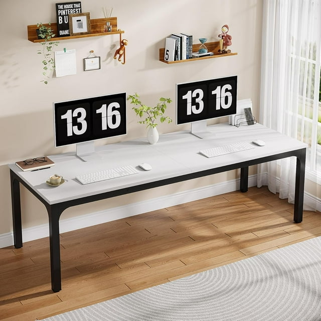 Tribesigns Bureau d'Ordinateur Extra Long de 78,7 Pouces, Bureau pour 2 Personnes, Bureau Double Long