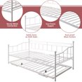 thumbnail image 3 of uhomepro Metal Daybed with Adjustable Trundle on Casters, Twin Size Daybed Sofa Bed for Living Room with Adjustable Pop Up Trundle, Sleeper Bed Frame, No Box Spring Needed, White, 3 of 13
