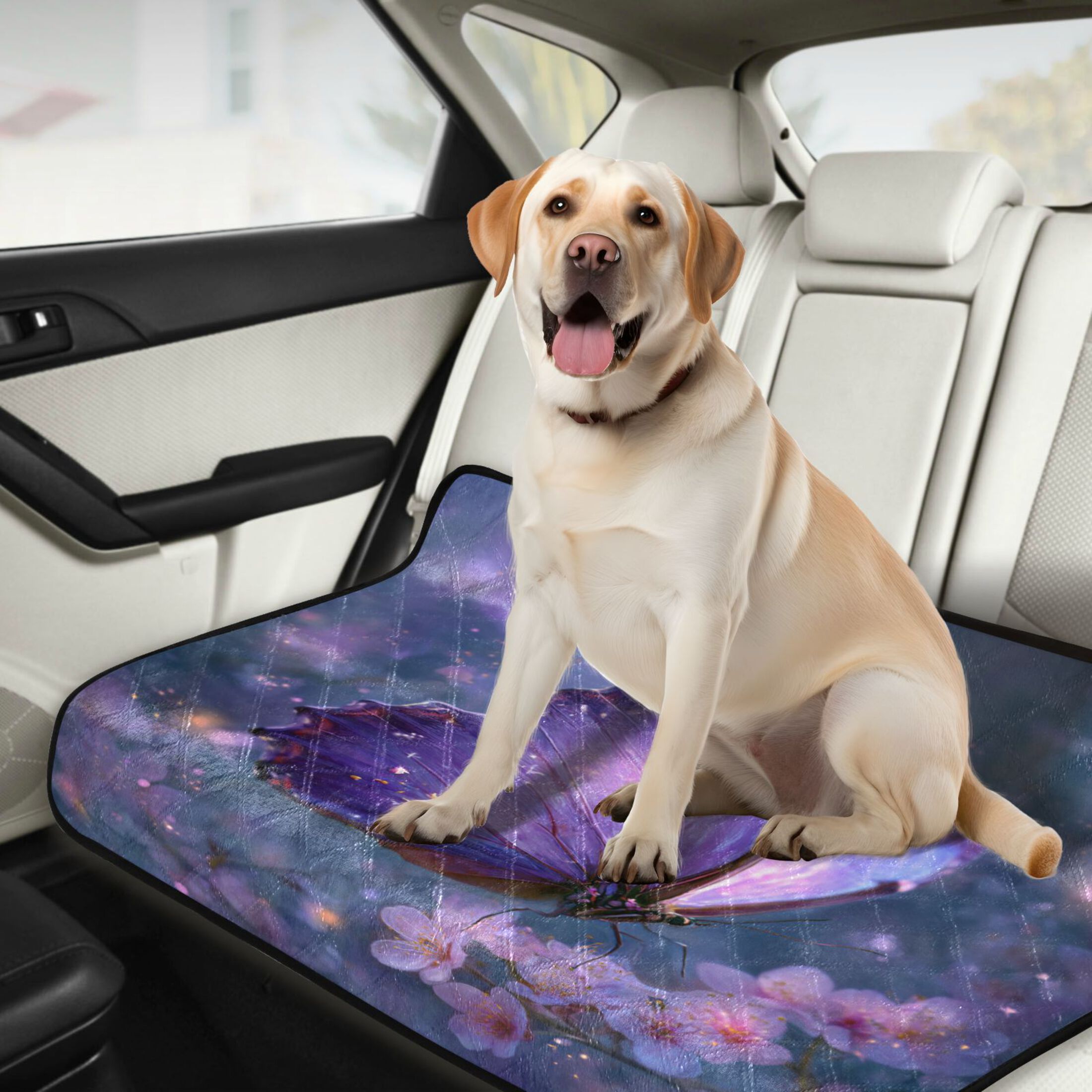 Qxltty Sakura Purple Butterfly Cat litter Pads Pet Set of 3 Diaper Mats Center Anti-leakage Layer Absorbent Soft and Comfortable