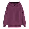 thumbnail image 4 of DeHolifer Women's Sweatshirts Solid Color Long Sleeve Side Pockets Hoodies Pullover Sweatshirts Casual Loose Pullover Tops Hot Pink M, 4 of 6